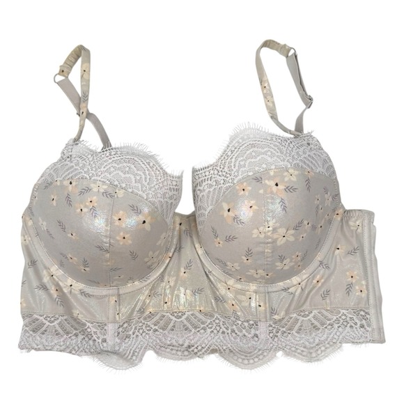 Victoria Secret Dream Angels Lined Demi Long ‎  Blue Iridescent Shimmer 34D 212 - Picture 1 of 9